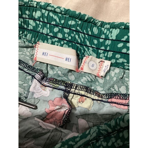 Anthropologie Hei Hei Floral Lotus Drawstring Tropical Blue Green Shorts - Picture 7 of 8